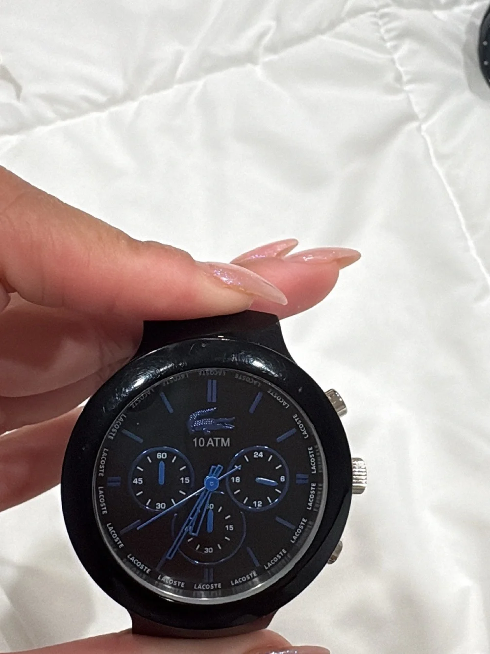 Lacoste Black Case Blue Strap Men's Sport Watch